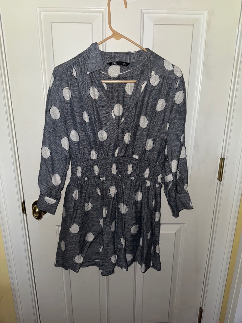 Zara grey and white polka dot dress